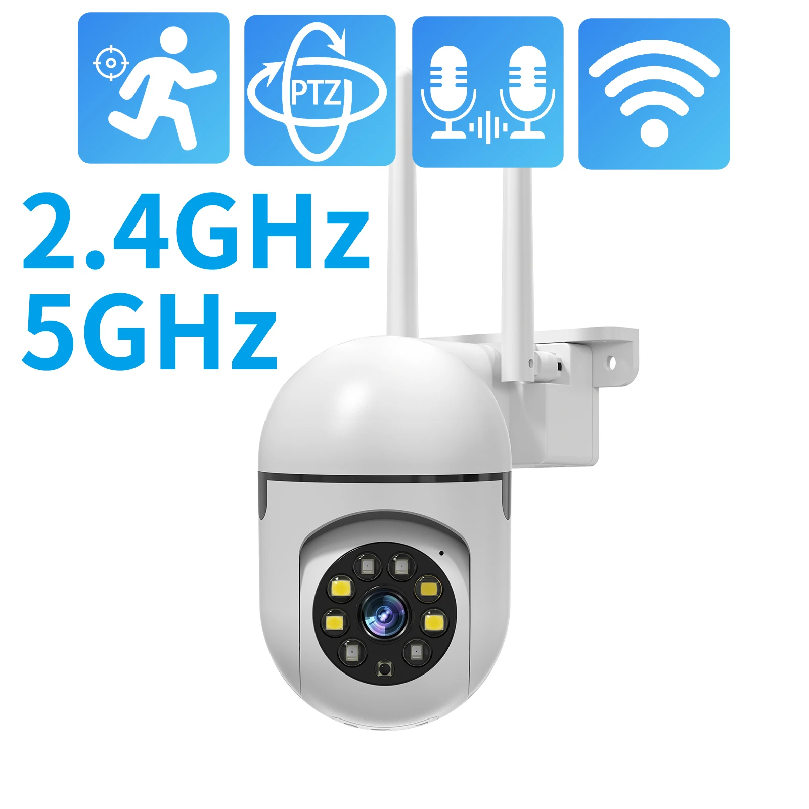 

H.265AI 1080P Mini PTZ 2.4G/5G Wifi IP Camera Outdoor AI Human Detect Tracking Wireless Camera Audio Smart Security CCTV Camera