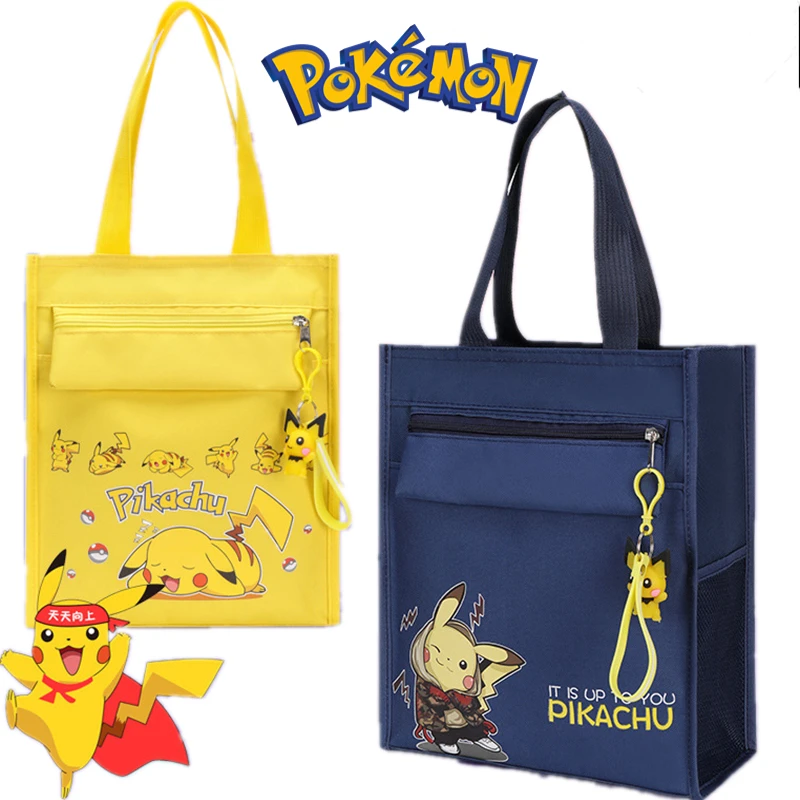 

Pokémon Anime Peripheral Cartoon Handbag Pikachu Stationery Textbook Bag Storage Bag Class Bag Multi-functional Life Gift