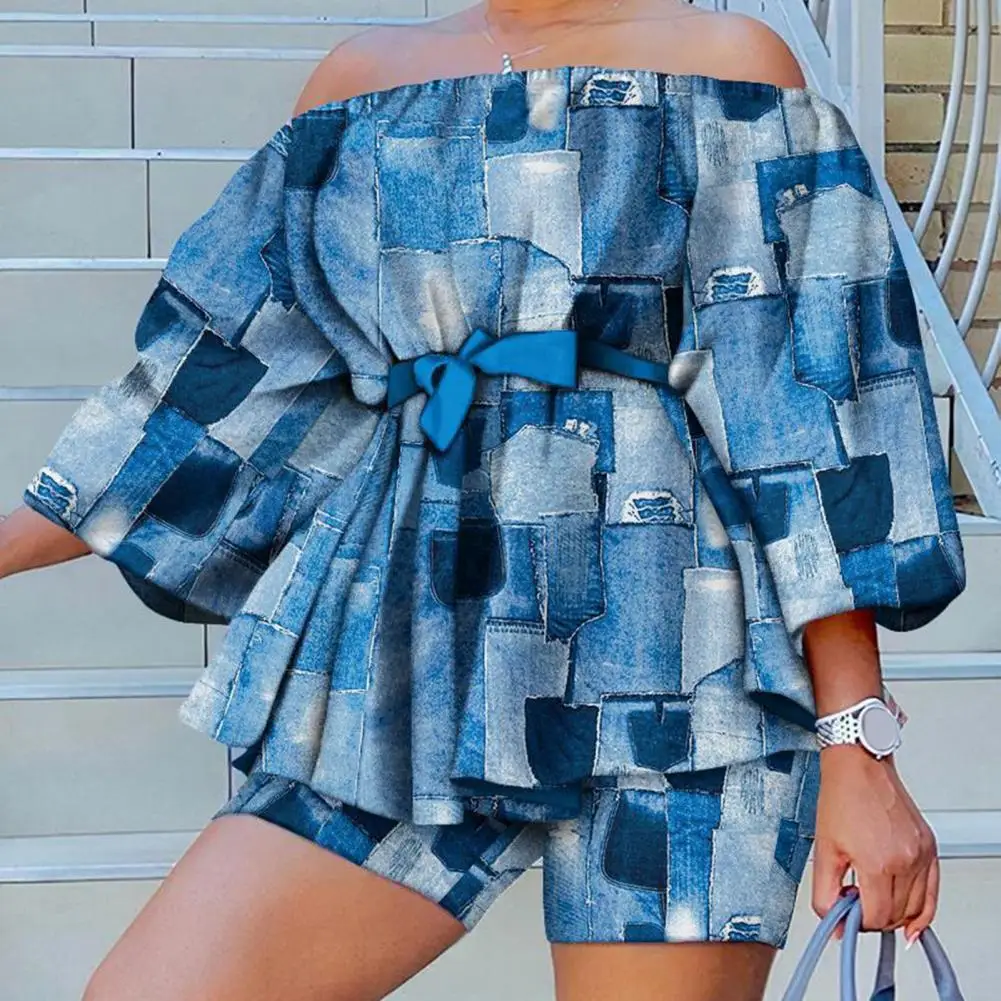 

2 шт./комплект, женские шорты с воротником-лодочкой и рукавом 3/4