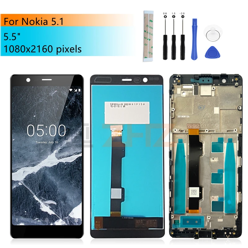 

IPS LCD For Nokia 5.1 Display Touch Screen Digitizer Assembly TA-1075 TA-1061 TA-1088 TA-1081 TA-1076 Screen Replacement 5.5"