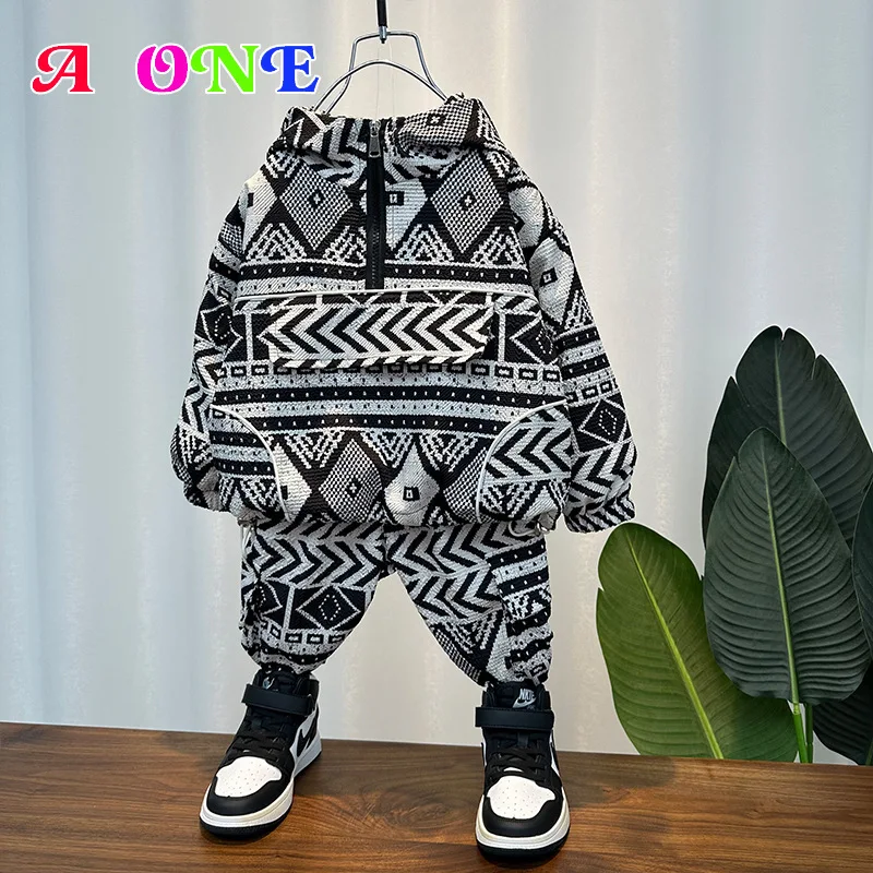 

Комплект одежды для мальчиков 2-12 лет, Свитшот и штаны, модная уличная одежда