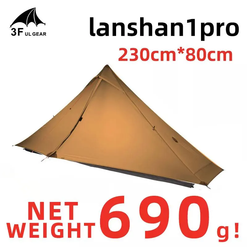 

3F UL GEAR Lanshan 1 Pro Outdoor Tent 1 Person 3-4 Season Ultralight Hiking Camping Professional 20D Rodless Tent