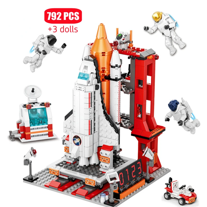 

City Aerospace Rocket Launch Center Architecture Building Blocks Model Ideas Space Astronaut Figures Bricks Toys For Kids Gifts