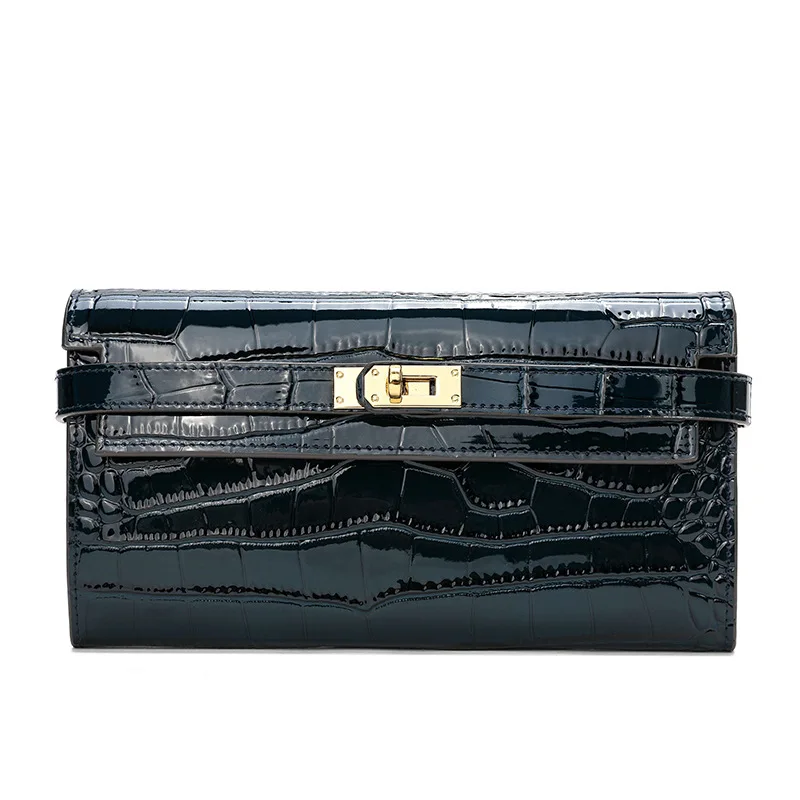 

Новинка 2022, сумка Kelly с крокодиловым узором, большой вместимости, длинный женский кошелек из натуральной кожи, Модный Универсальный женский ...