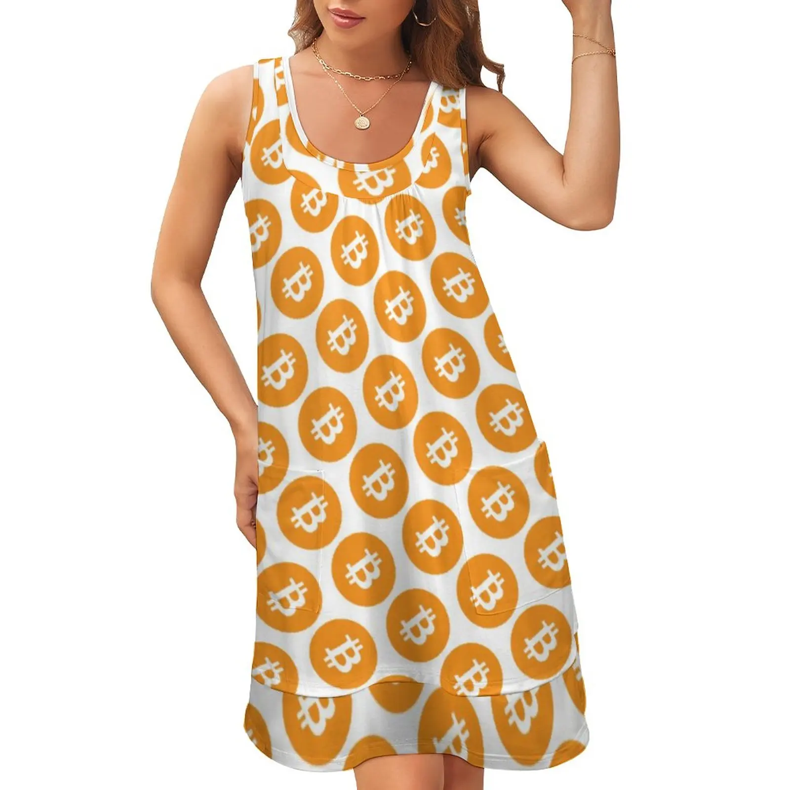 

Cool Bitcoin Dress Cryptocurrency Coin Kawaii Dresses Summer Basic Oversized Tank Dress Ladies Printed Clothes