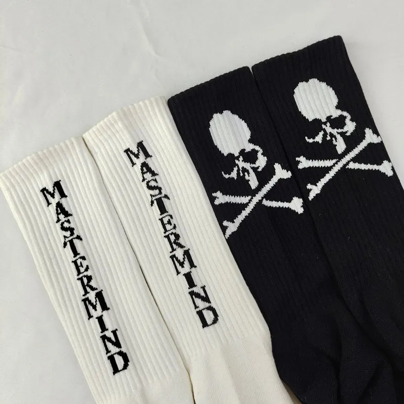 Japanese Mmj Brand Cotton Black and White Skeleton Men's and Women's Towel Bottom Sports Socks MASTERMIND Short Trend Stockings