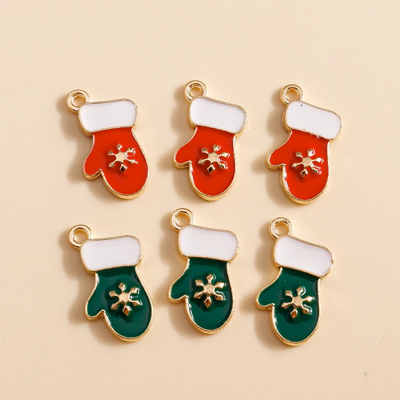 

10pcs 11x19mm Cute Enamel Christmas Gloves Charms for Making DIY Earrings Pendant Necklaces Handmade Bracelets Jewelry Findings