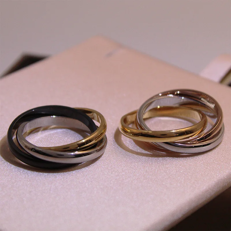 

DEAR-LIFE Personalized three-ring tri-color ring titanium steel fashion couple ring ring ring light luxury ring accessories gift