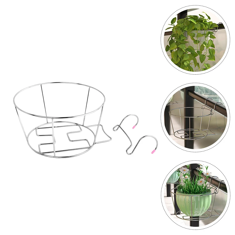 

Hanging Railing Planter Baskets: Flower Pot Holder Over The Rail Planters Garden Planter Support Rack Decorative Hanging Flower