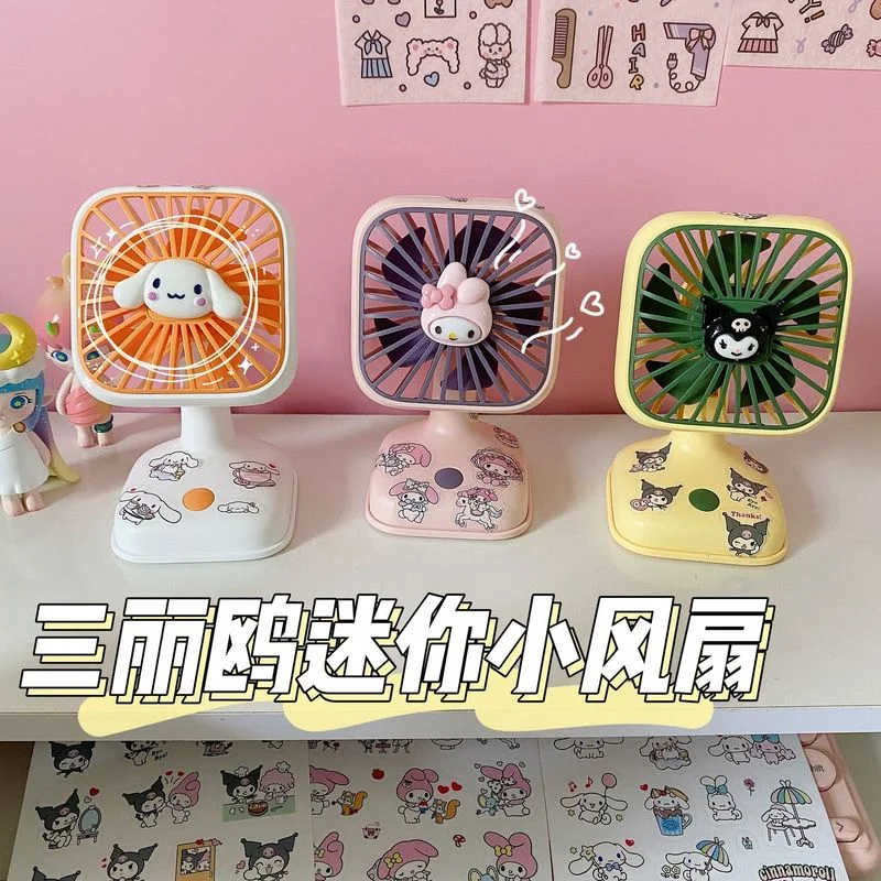 

Desktop Cute Sanrio Kuromi My Melody Cinnamoroll Mini Handheld Mute Student Dormitory Table Portable Usb Charging Fan