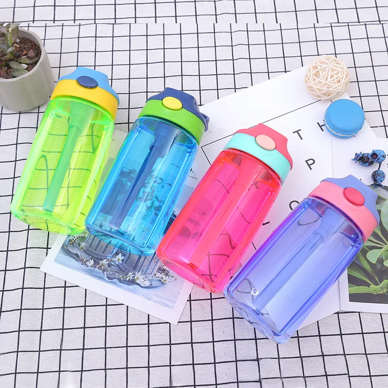 

480ML Kids Water Cup Creative Safe Feeding Cups with Straws Leakproof Water Bottles Outdoor Portable Children's Cups