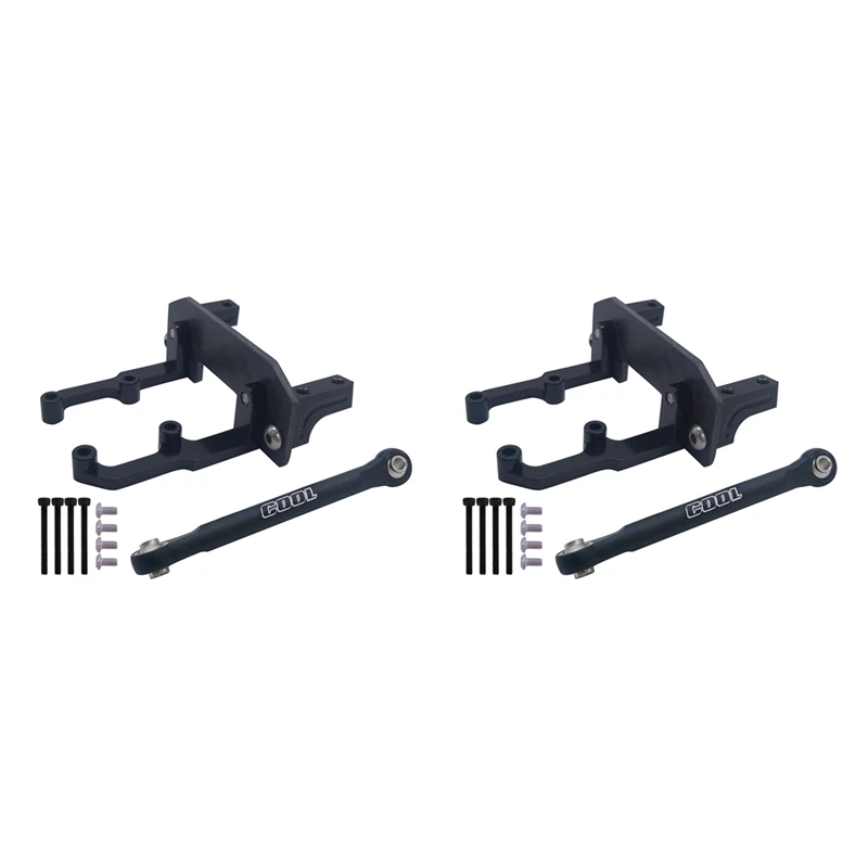 

2X RC 1/10 TRUCK AXLE Aluminum Servo Mount + Carbon Holder + Steering Link For AXIAL SCX10 II AR44 90046 90047,Black