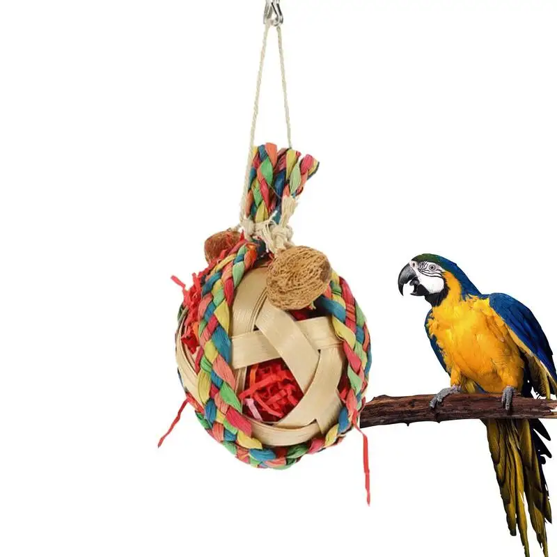 

Parrot Toy Interactive Bite Chew Toy Cockatiels Foraging Toy Budgie Cockatiels Hanging Playing Toy Birds Cage Accessories