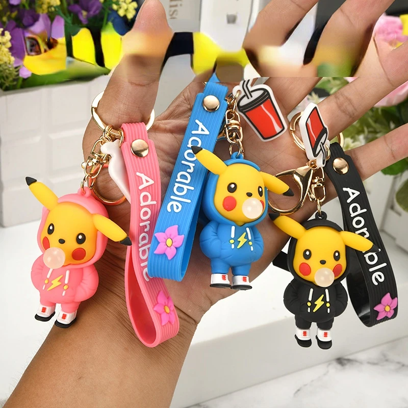 

Anime pokemon blowing bubble pikachu Couple Small Pendant Accessories Birthday Gift Gift Cartoon Doll Keychain Ornament