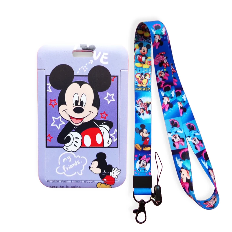 

Disney Mickey Minnie Women's Nurse Card Case Lanyard ID Badge Holder Bus Pass Case Cover Slip Bank Credit Card Holder Strap Card