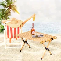 Travel Camping 4ft Folding Low Height Table Portable Wooden Outdoor Picnic Table Cake Roll Wooden Table with a Carry Bag