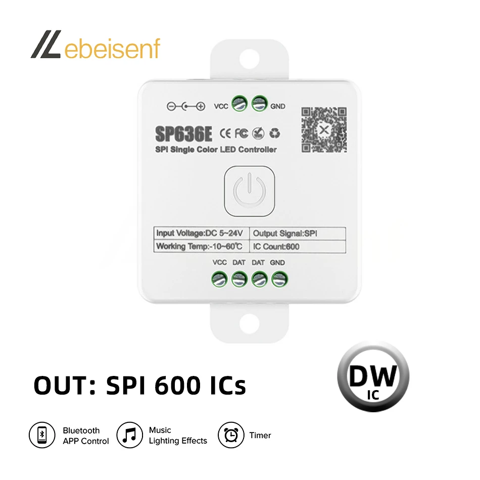 

SP636E SPI Одноцветный женский контроллер постоянного тока 5 в 12 В 24 в 600 пикселей цифровой Bluetooth APP диммер и 2,4G RF беспроводная сенсорная панель дистанционного управления