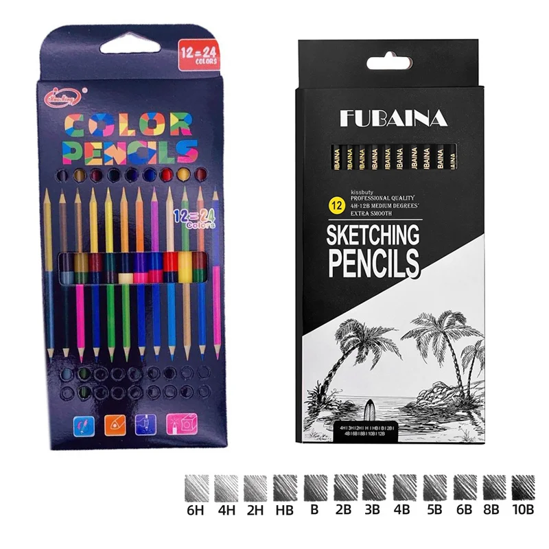 

Профессиональный графитовый карандаш для рисования, 12 цветов, черная основа, 4H 3H 2H HB B 2B 4B 6B 8B, начинающие профессиональные художники