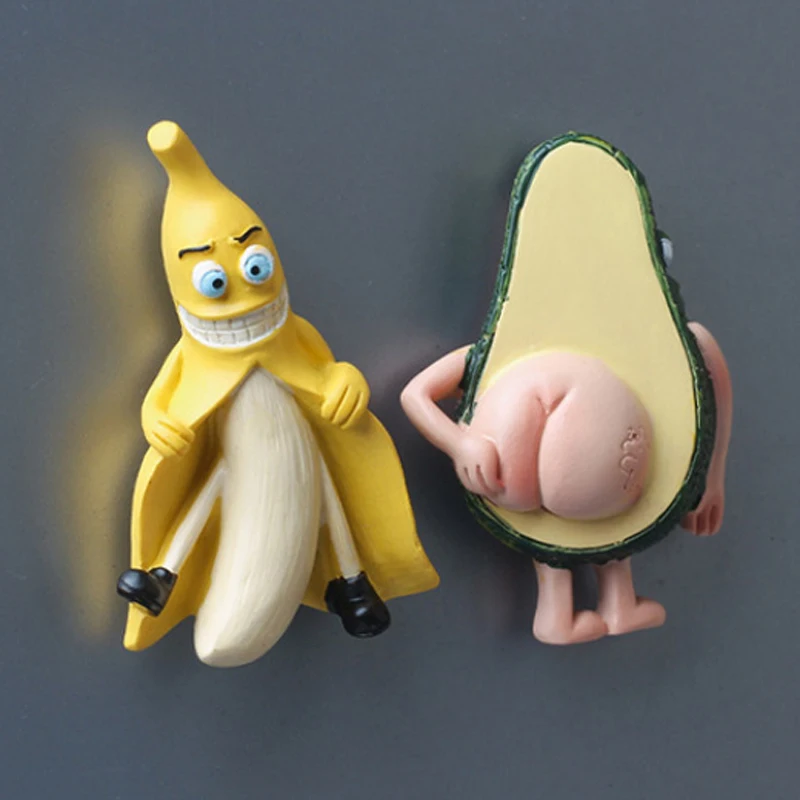 

New Cute Refrigerator Magnets 3D Fruit Banana and Shy Avocado Funny Magnets for Fridge Whiteboards Home Decoration