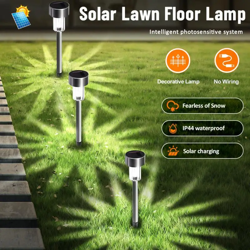 

1~5PCS Solar Lawn Lamp Outdoor Solar Lawn Floor Lamp Stainless Steel Solar Garden Decorative Lamp Outdoor Garden Lamp Waterproof