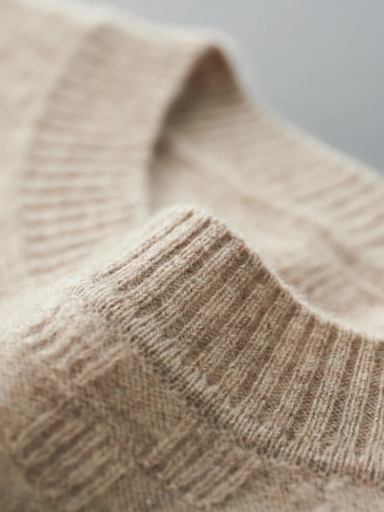 Мужской кашемировый свитер с круглым вырезом на осень/зиму