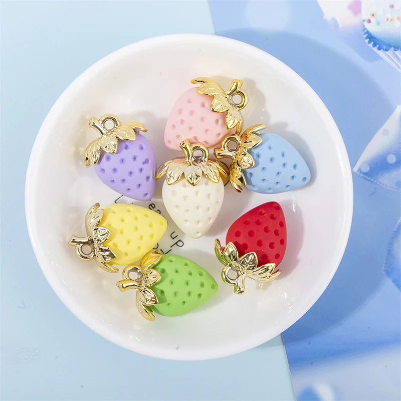 5 шт. 22x32 мм акриловая красочная сладкая клубничная подвеска-подвеска для кулона