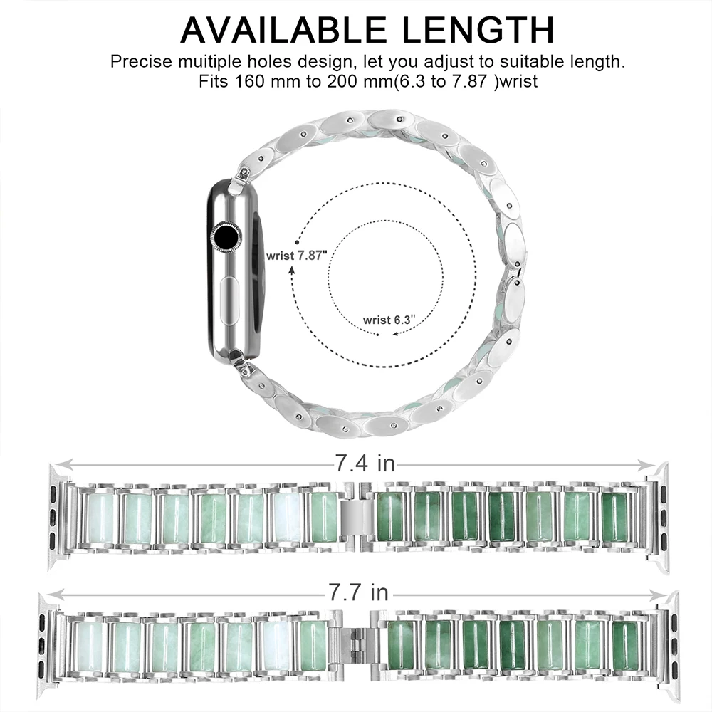 Metal Strap for Apple Watch Ultra 8 7 49mm 45mm 41mm High Quality Jadeite Jewelry for iWatch Series 65432SE 44mm 42mm 40mm 38mm