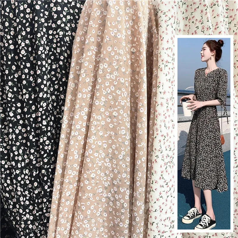 

Printed Chiffon Fabric Dress Single Layer Floral Culottes Shorts Hair Band Clothing Thin Section Sewing Impermeable Material