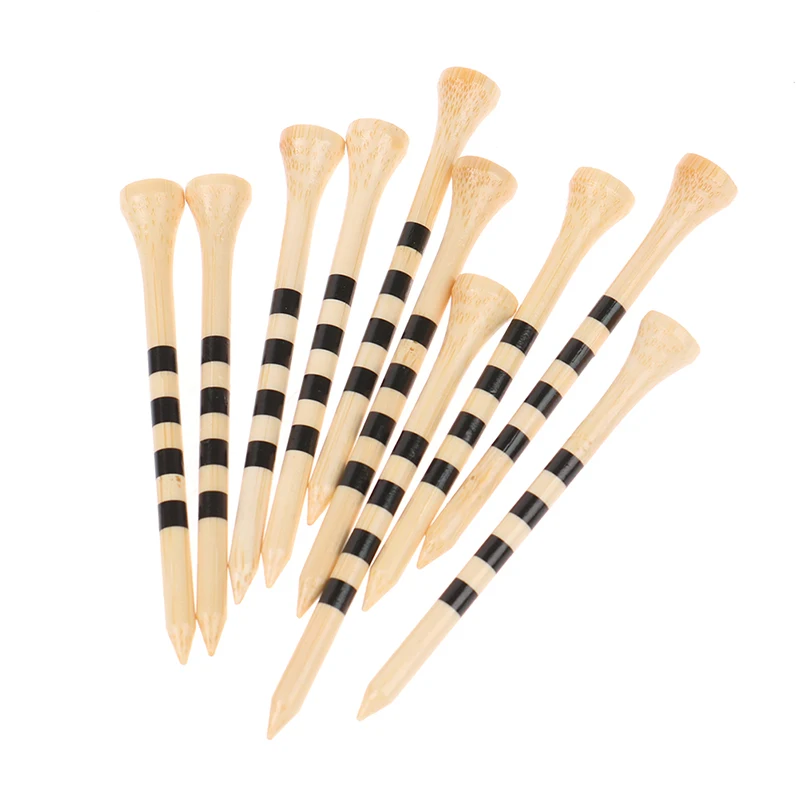 

10pcs Bamboo Golf Tees Wite With Black Stripe Mark Scale 83mm Golf Balls Holder Golf Accesories
