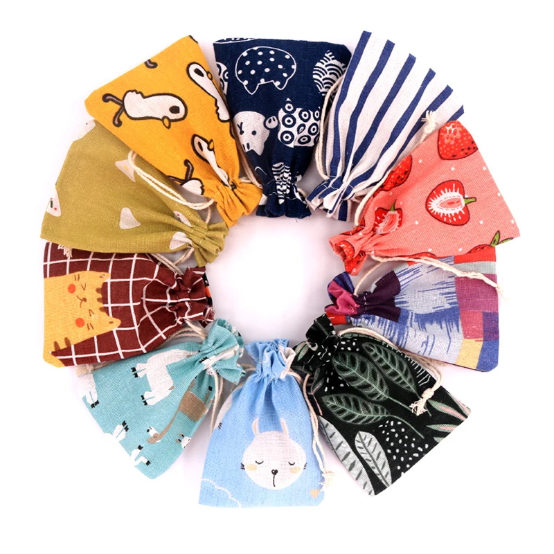 5Pcs/Lot Small Cotton Bags 10x14cm Party Favor Linen Drawstring Gift Bag Pouches Nice Charms Bracelet Jewelry Packaging | Украшения и
