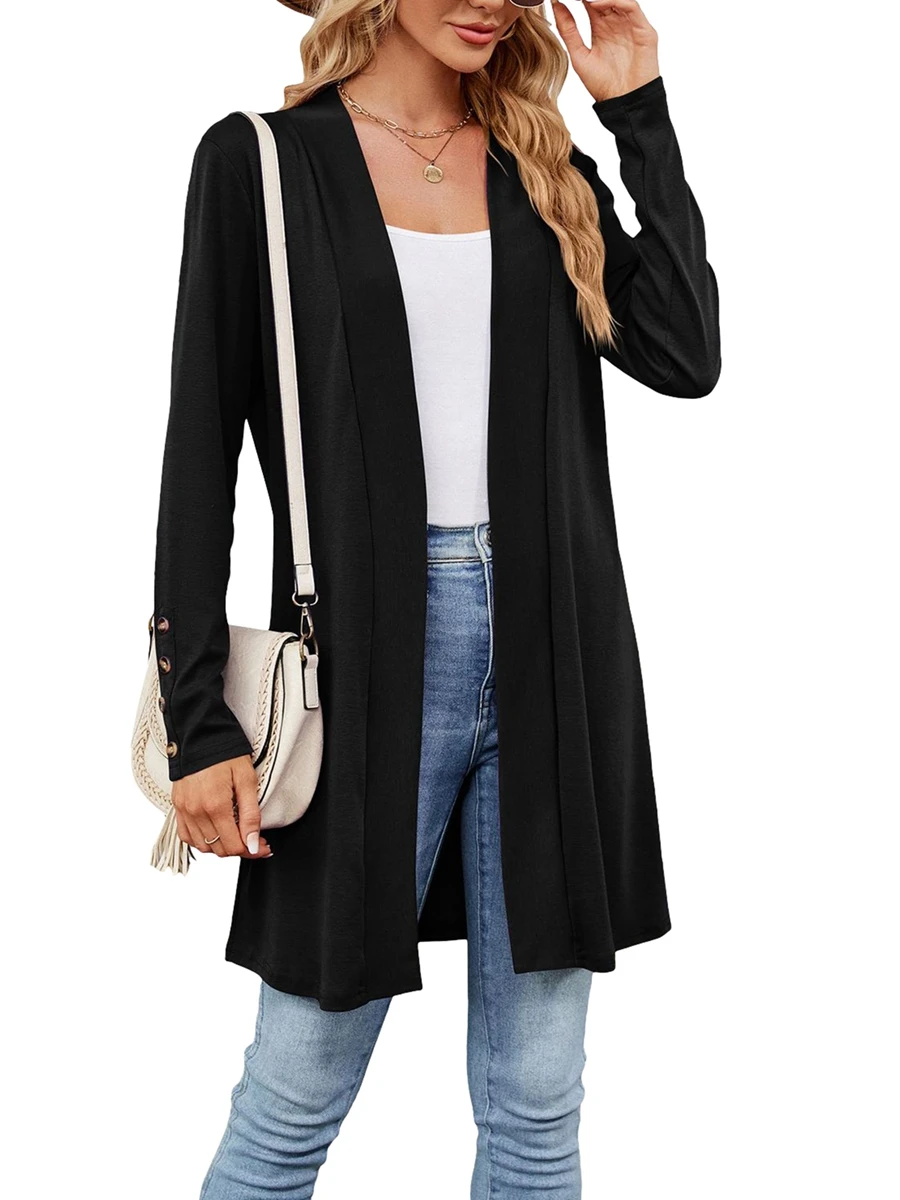 

Women s Lightweight Long Cardigans Open Front Long Sleeve Casual Soft Drape Fall Knit Cardigan Coat