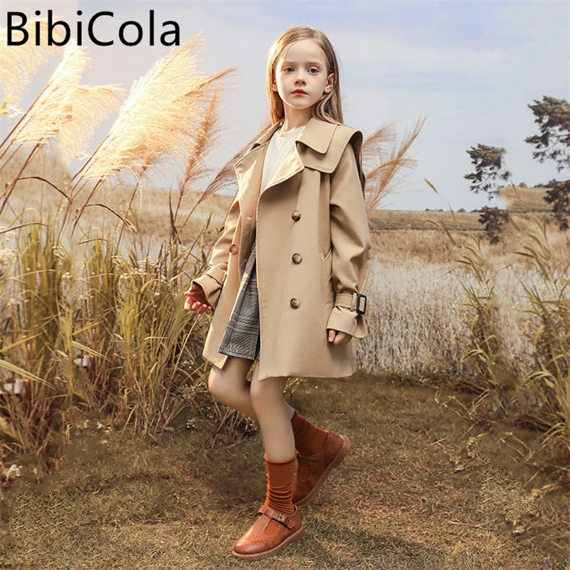 

2022 New Girls' windbreaker children's mid-length coat Korean version Western style spring and autumn clothes for big children