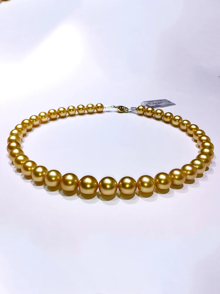 

Nanyang Gold Bead Necklace Natural Seawater Beads 9-12mm Pearl Jewelry High end Customized Round Strong Light Gift Style