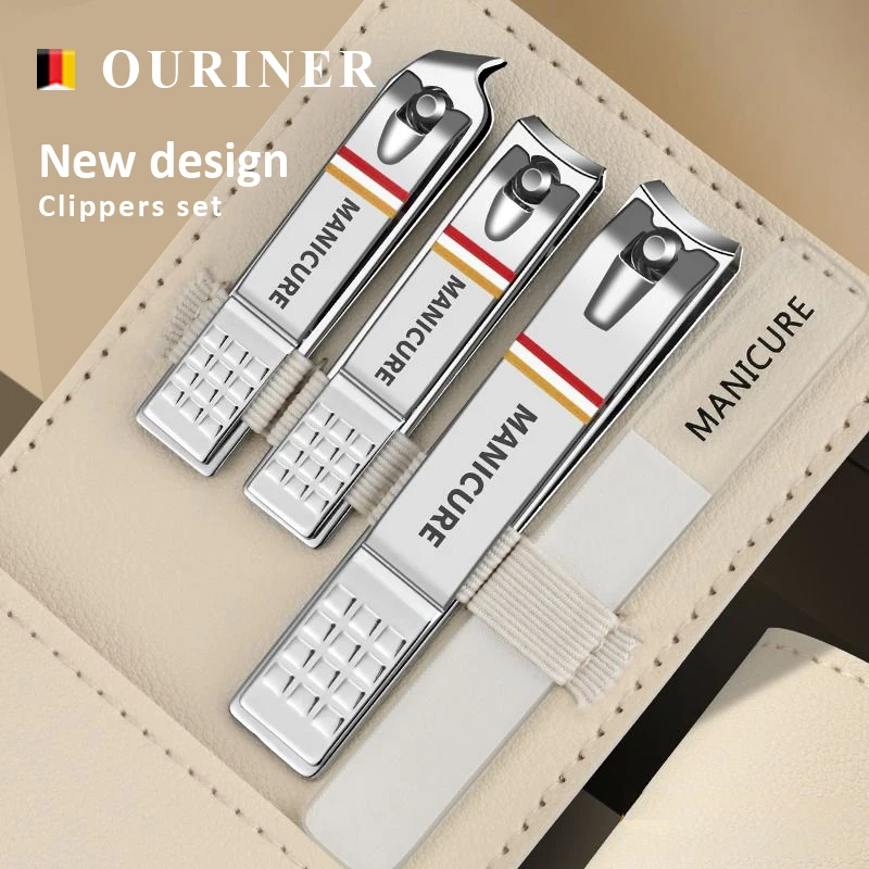 New Nail Clippers set 4 pcs with Rotating Leather Bag  Manicure Set Professional Trimmer Pedicure Care Tools Home Care Gift
