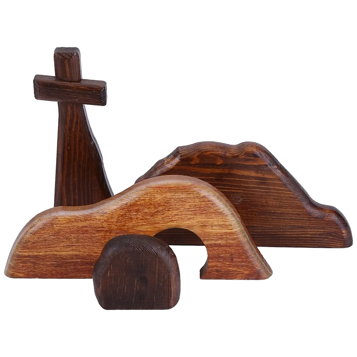 Пустая гробница пасхальная сцена и деревянная плюс толстая домашняя фигурка