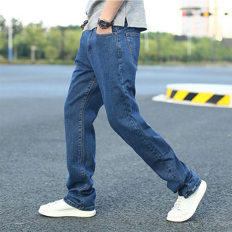 Men's Jeans Loose Casual Straight-leg Trousers Autumn And Winter Thick Style Plus Plus Non-elastic Denim Pants