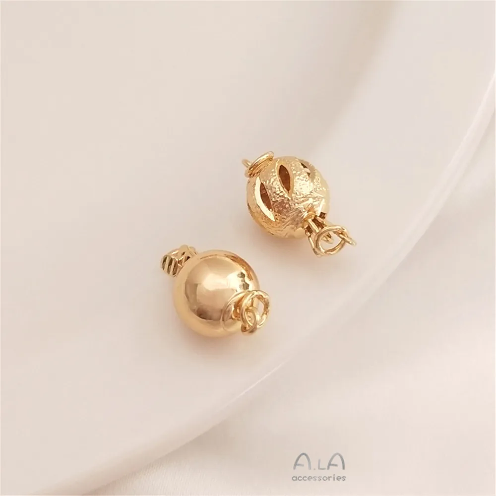 

Pearl necklace insert button 14K Gold Filled spherical hollow lantern ball insert button DIY jewelry end button