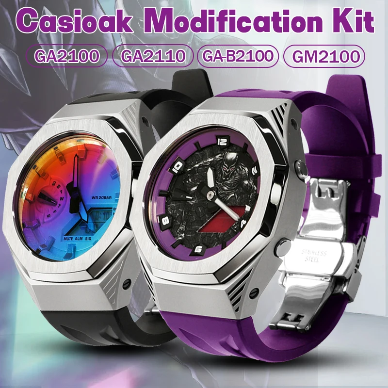 

Casioak Mod Kit For GA2100/2110 Metal Bezel for Casio GM2100 Modification Generation Rubber Watch Case Strap For GA-B2100 Steel