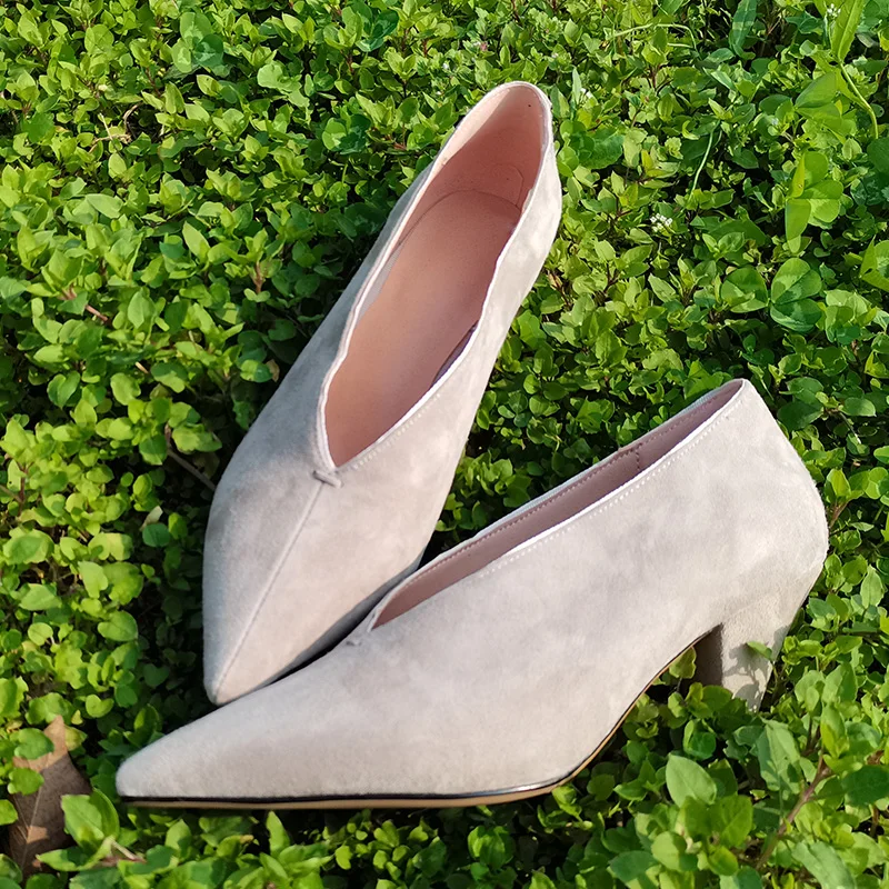 

2022 new spring women Pumps Genuine Leather shoes plus size 22-26.5cm Sheep suede Upper women pumps Shallow mouth single shoes
