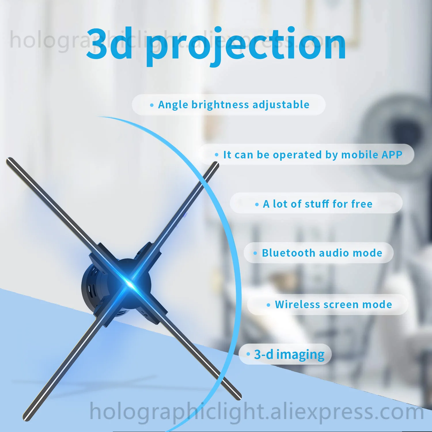 3D Голограмма проектор вентилятор с Wi-Fi дистанционным управлением коммерческий