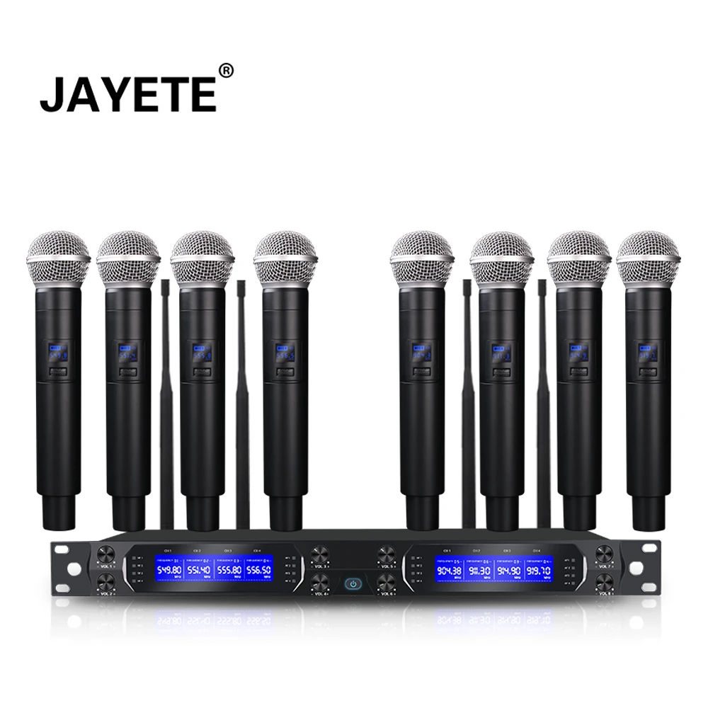 

Wholesale High Quality Long Distance 1U UHF 8 Channel Wireless Microphone With 200 Frequencies Select For Conference