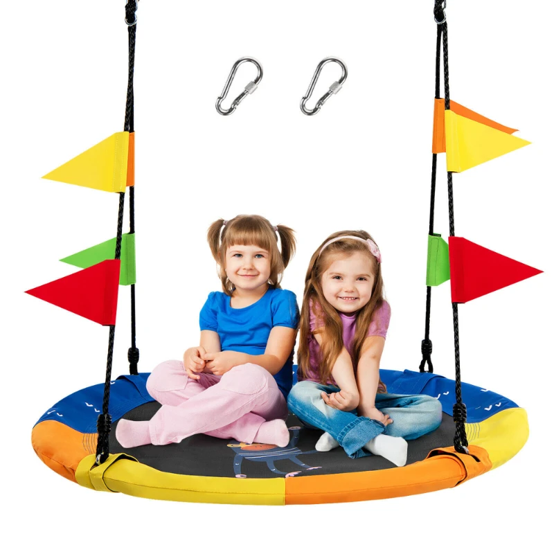 

40'' Flying Saucer Tree Swing Indoor Outdoor Swing w/Hanging Straps Monkey