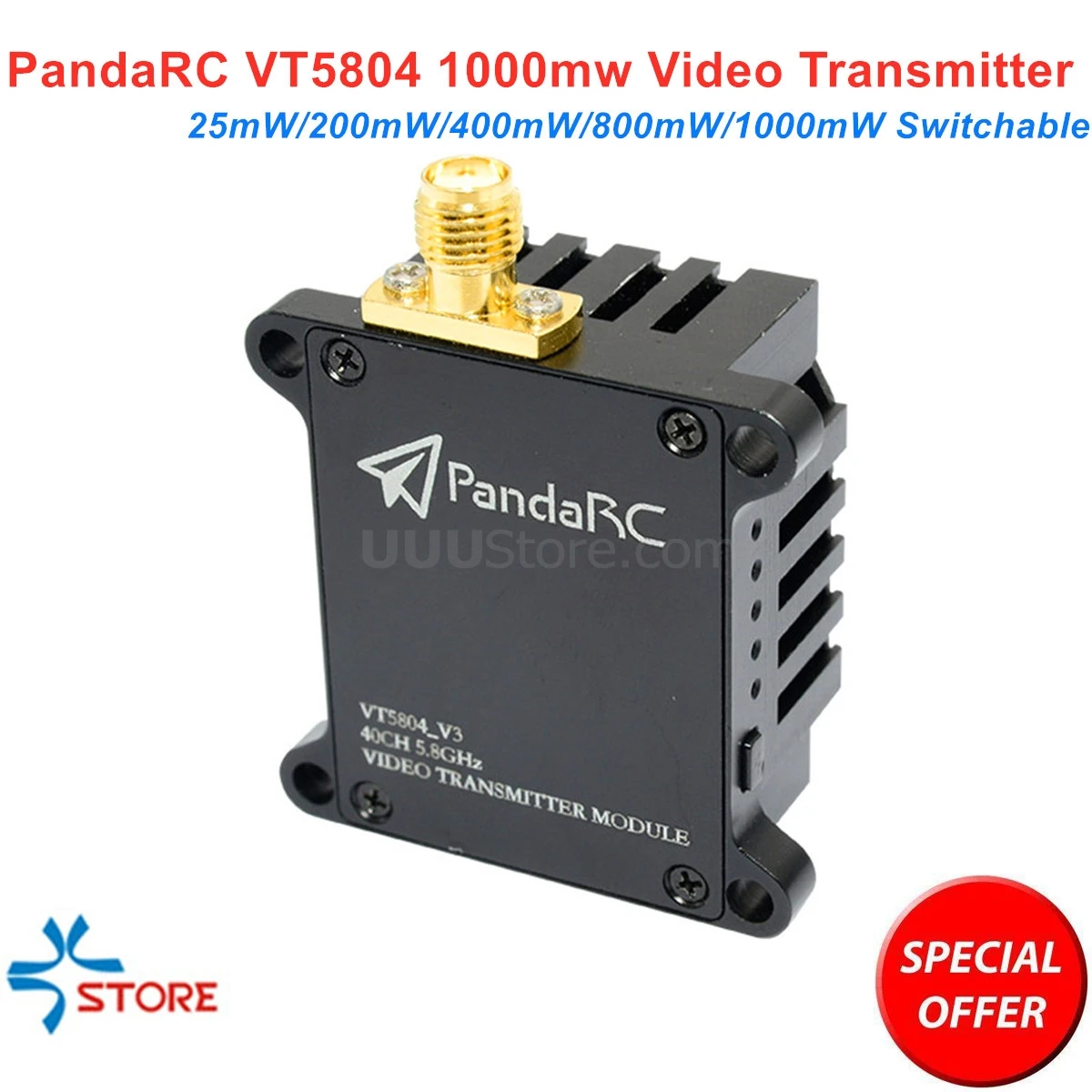 

PandaRC VT5804 V3, дальность более 20 км, 5,8 ГГц, 25 МВт/200 мВт/400 МВт/800 МВт/1000 МВт, передача видео для аэрофотосъемки, FPV Дрон