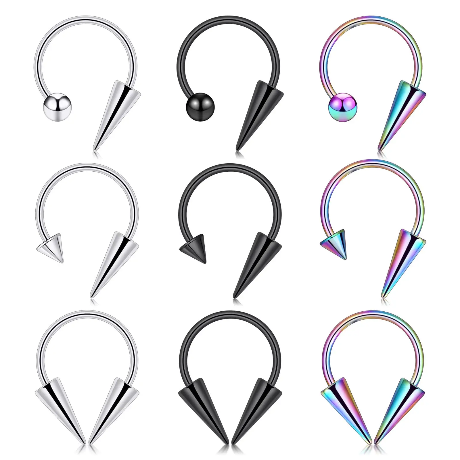 9 шт. кольца для пирсинга носа 8 мм 10 12