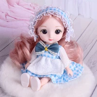 cute bjd doll 16cm big eyes 13 movable joints clothes suit accessories girl gift toy mini ob11 multi color hair dress up gift