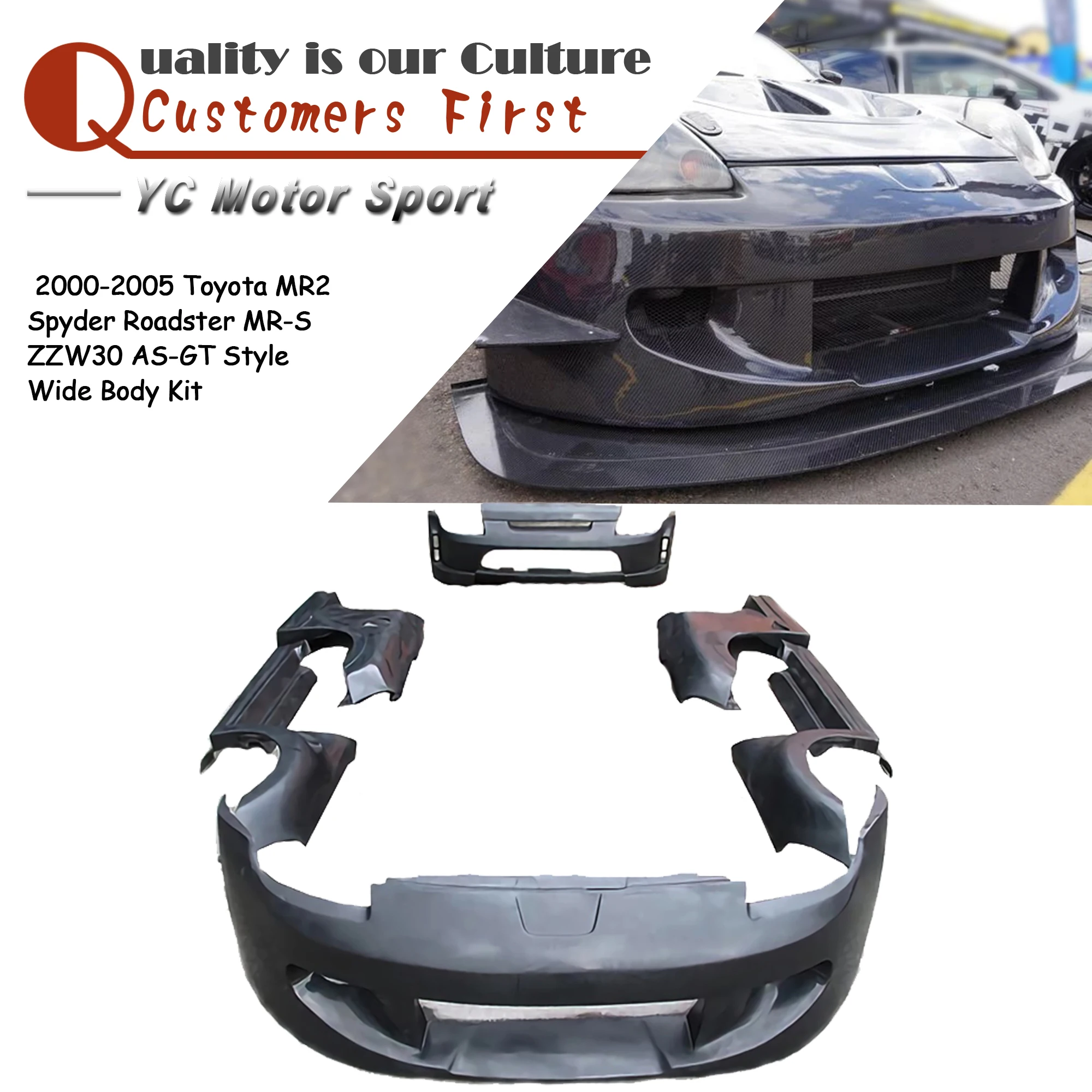 Автомобильные аксессуары Fiber Glass ZZW30 AS-GT Стиль Wide Bodykits подходят для 2000-2005 MR2 Spyder Roadster MR-S Бампер Крыло.