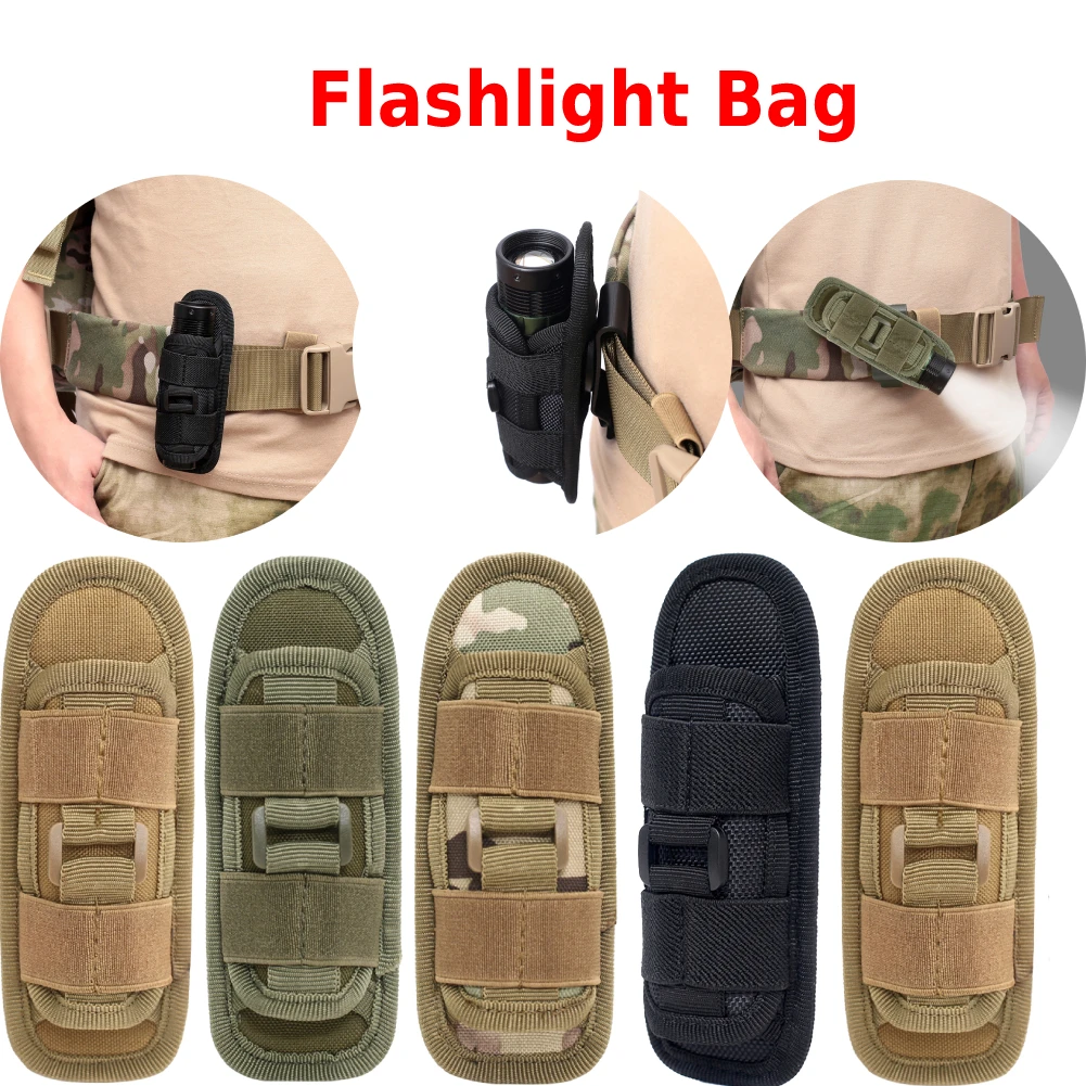 

Outdoor Hiking 360 Degree Rotatable Flashlight Pouch Holster Waist Bag for Belt Torch Cover Hunting Lighting Survival Kits