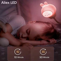 creative cartoon led night light usb with remote control bedside lamp home bedroom decoration rabbit animal cute feeding lamps