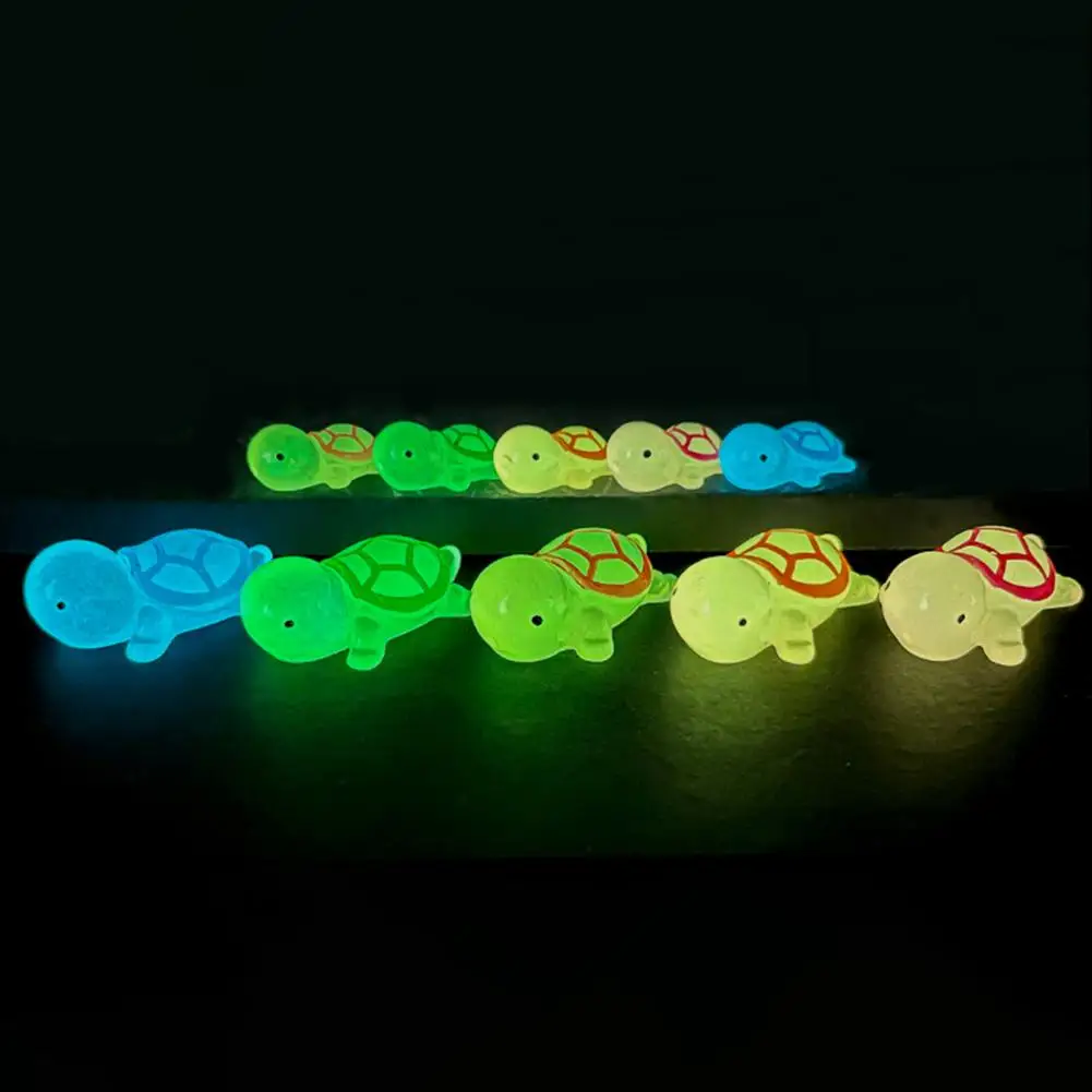 Turtle Ornament 10Pcs Durable Realistic Lightweight  Resin Crafts Luminous Statue Household Supplies