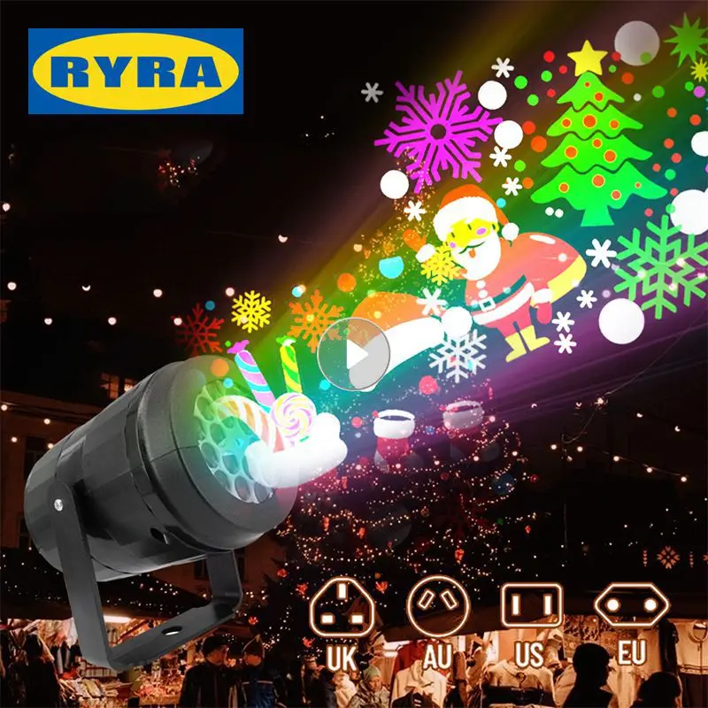 

Рождественское освещение для диджея, светодиодный проектор, встроенный в 16 узоров, Лазерная лампа для помещений и улицы, праздничное освещение